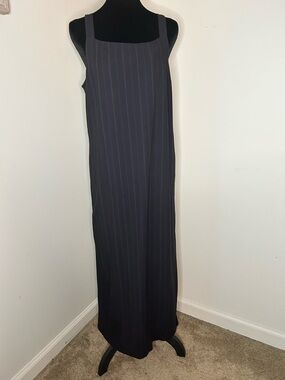 Eddie Bauer Navy Pinstripe Maxi Dress